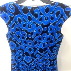 Size 4 /6 Blue Dress 97% Poly 3% Span 38" Back Neck to Bottom by Dress Barn Bk